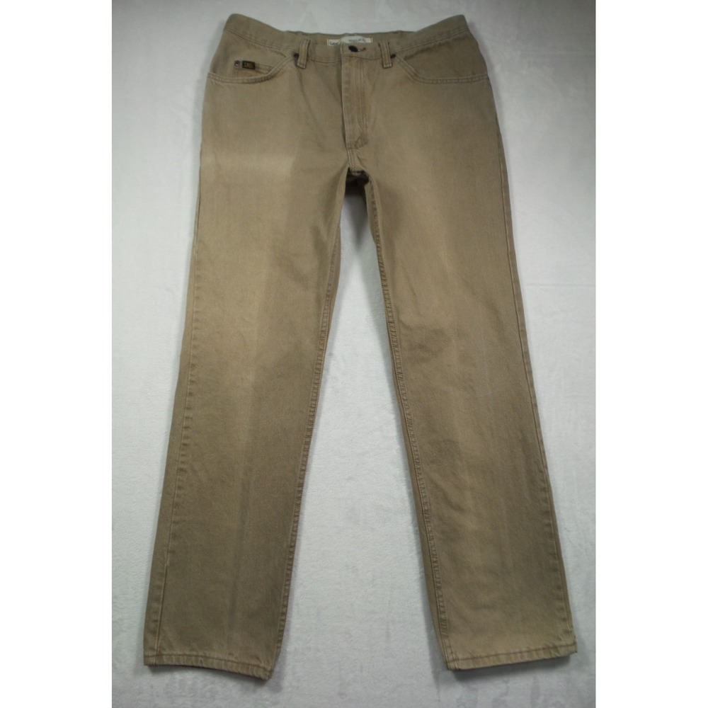 Lee Jeans Mens Size 36 x 32 Brown Denim Regular Fit Straight Leg 5-Pocket Design